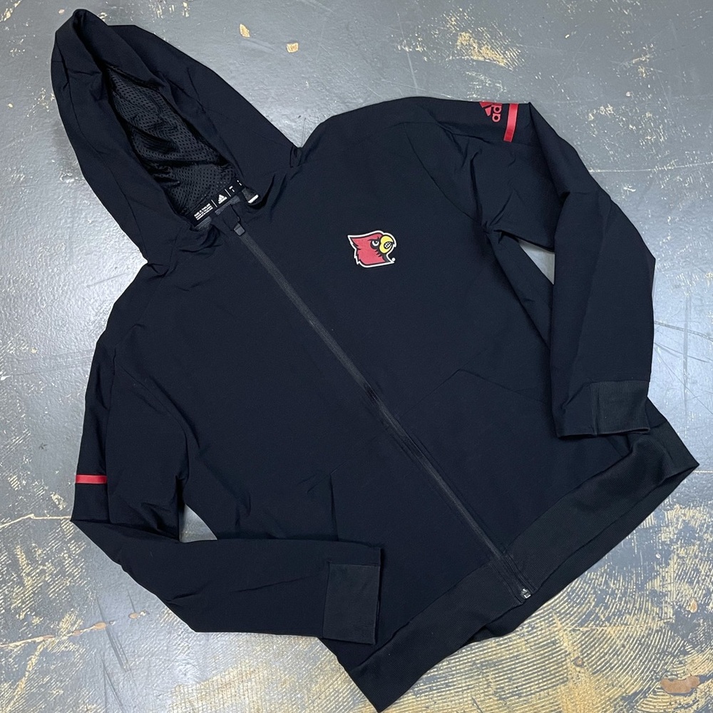 Adidas Louisville Cardinals Full Zip Hooded Jacket Large Soccer Basketball - Picture 1 of 9